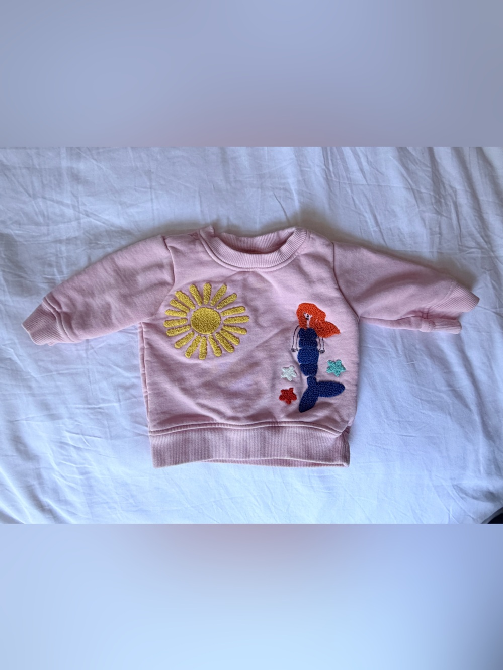 Hanna Andersson Pink sweatshirt Mermaid & Sun Embroidered 3-6 months